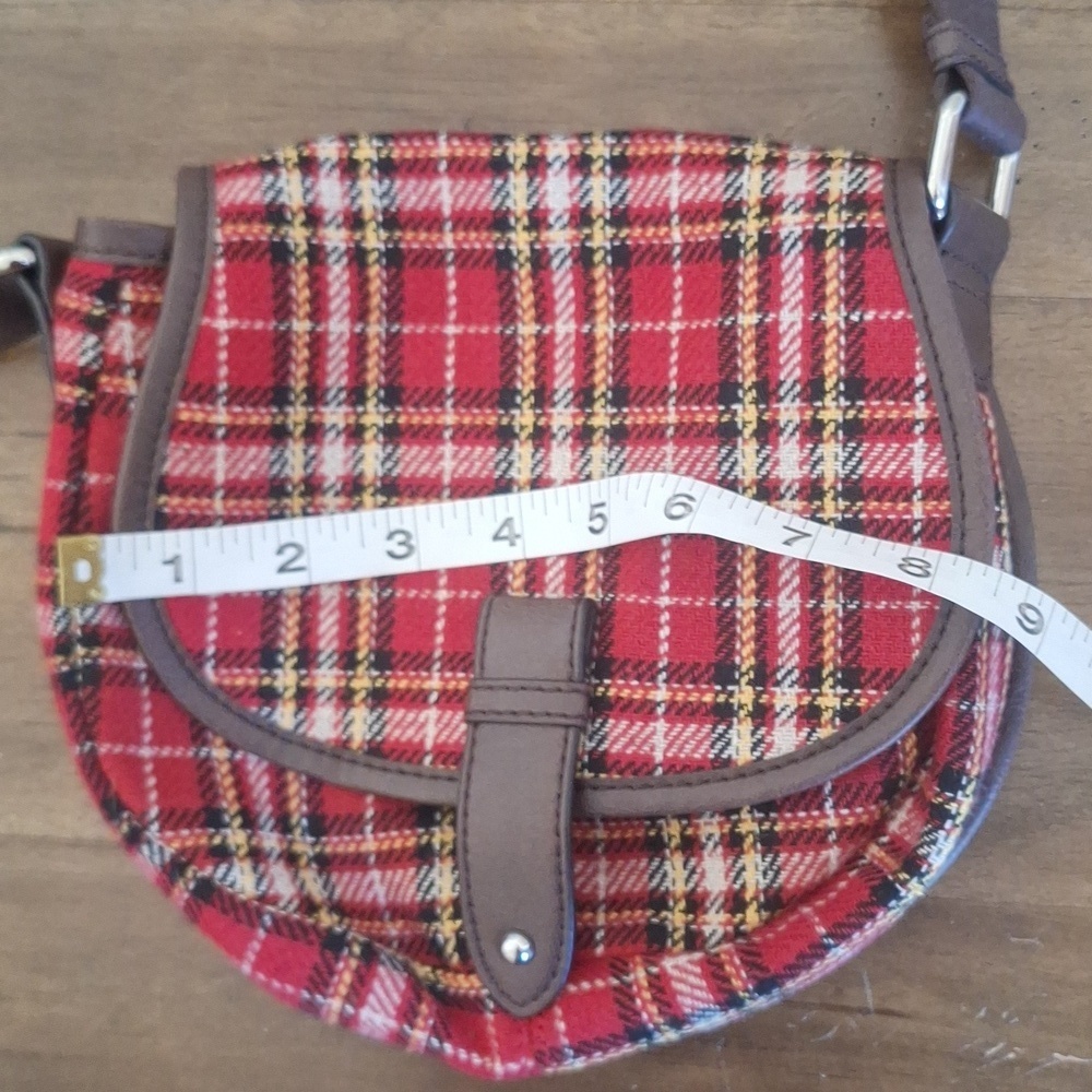 G.H. Bass & Co. Heritage Collection Plaid Crossbody Saddle Bag - Red Tartan - Picture 11 of 11